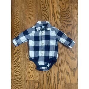 OLD Navy Boys Blue/White Checked One Piece Sz 3-6M
